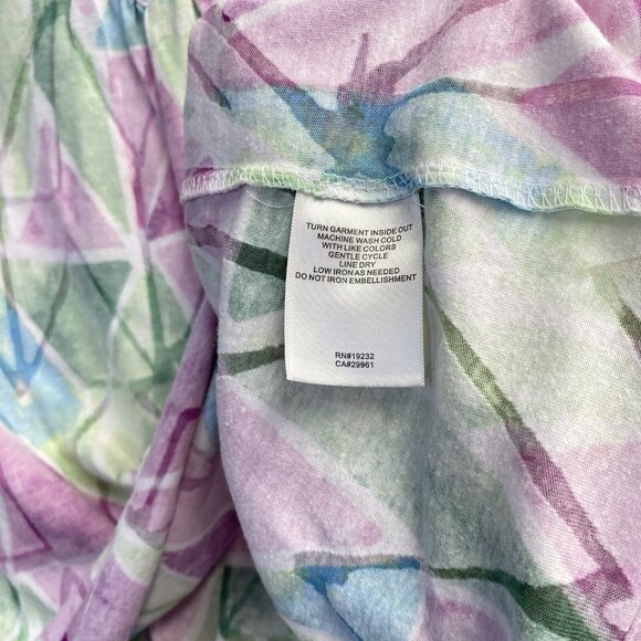 Alfred Dunner Studded VNeck Semi Sheer Short Sleeve Shirt Women Large Multicolor - Picture 9 of 13